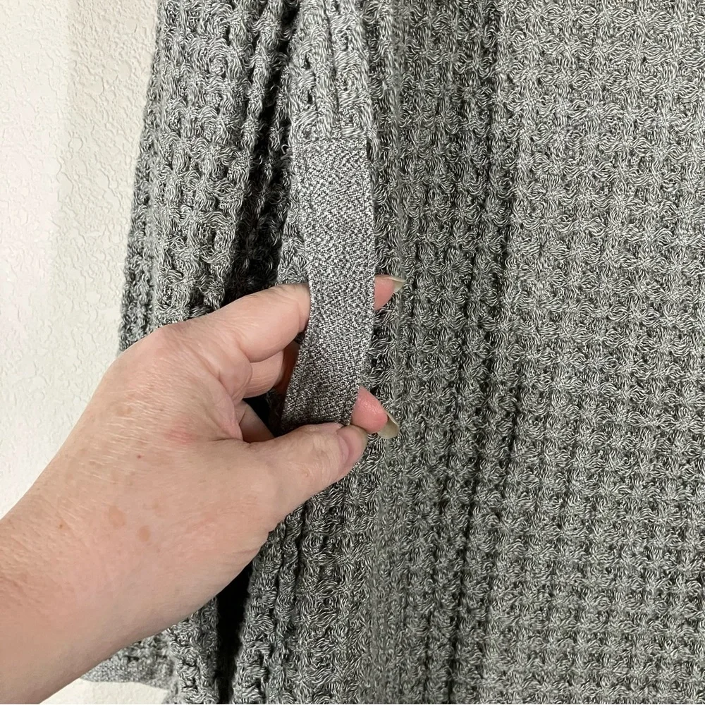 ONSEN Supima Waffle Knit Bath Robe S Unisex Hood Pockets NO BELT Gray Loungewear
